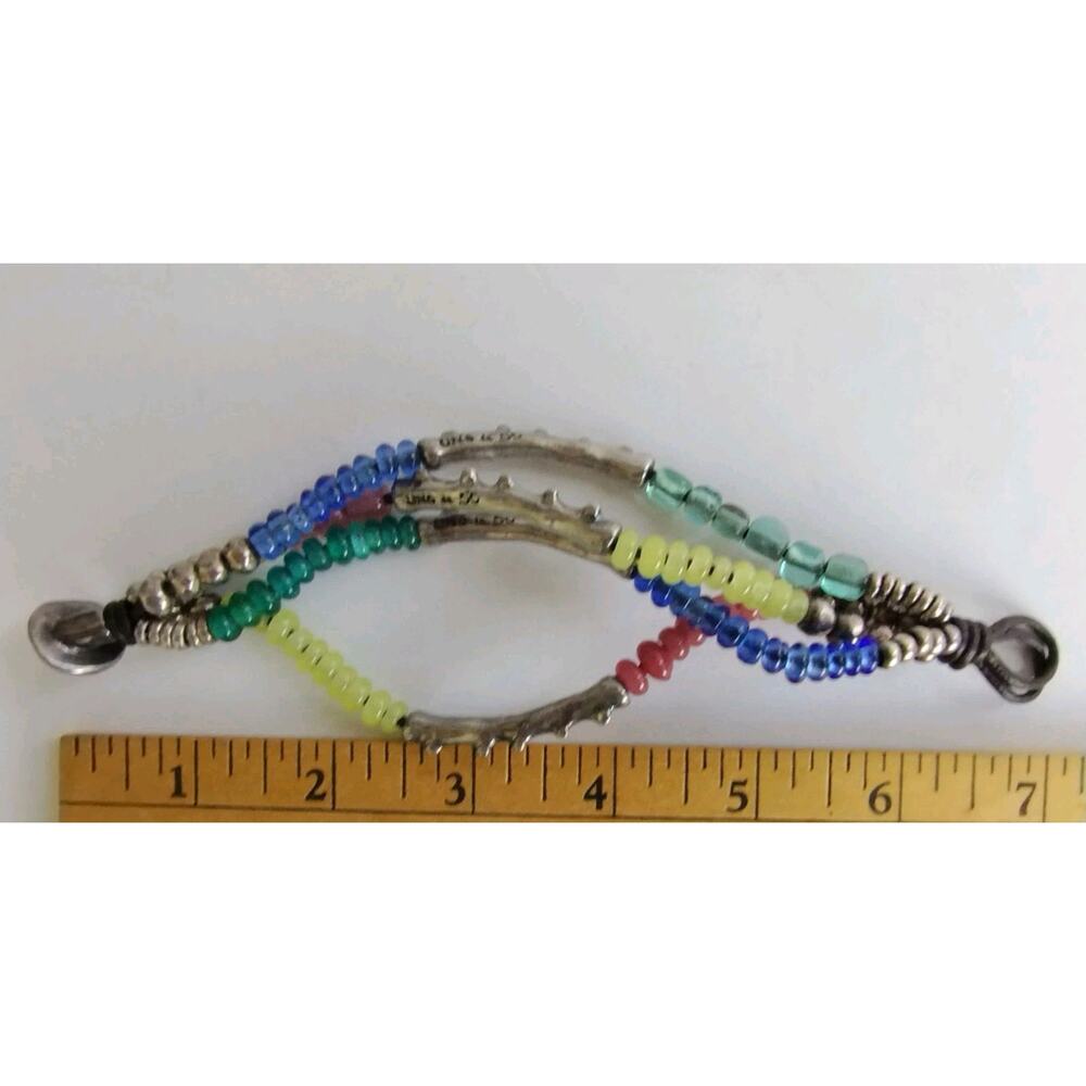 Uno De 50 Silver Plate & Glass Bead 'Como Una Ola' Ride The Wave Bracelet - Picture 8 of 9